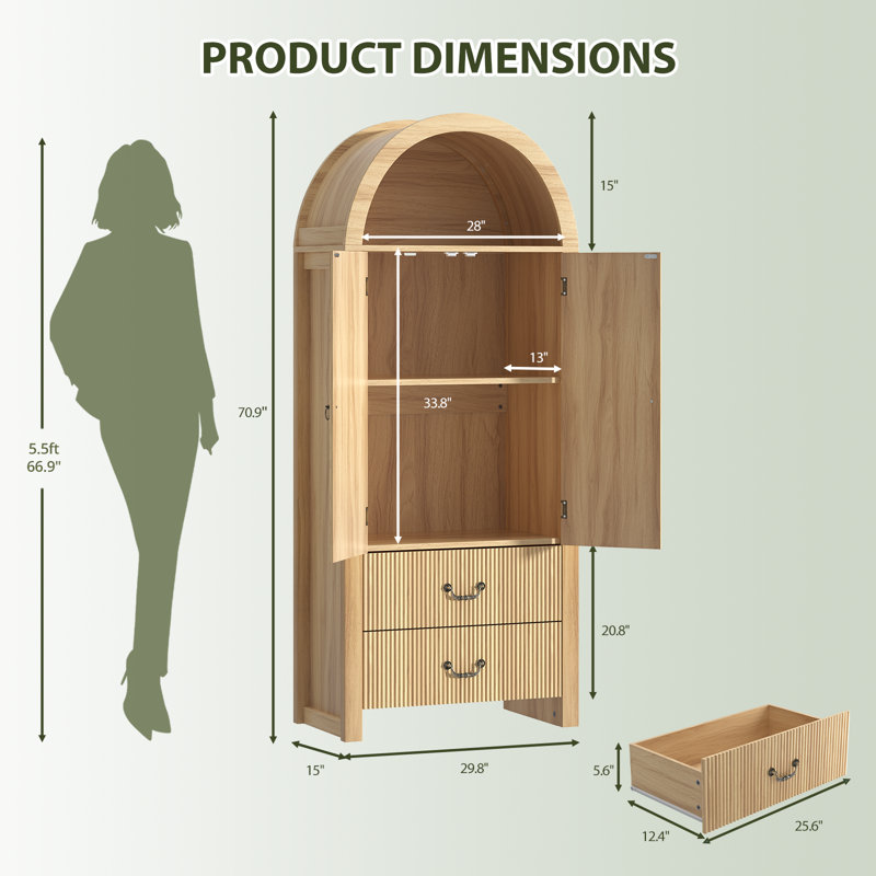 Armoire de cuisine 71 "H, Chêne naturel