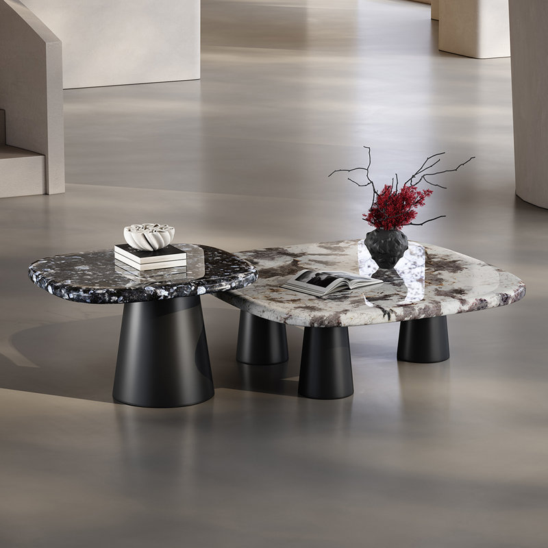 Ensemble de tables basses en marbre italien minimaliste