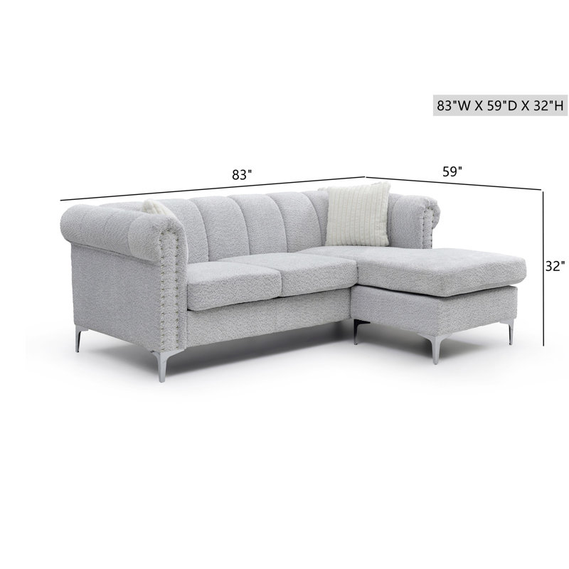 Sammy Modern Sofa Chaise , GRAY
