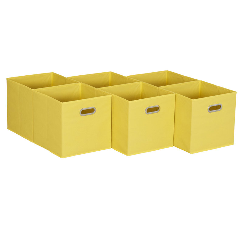 Bacs de rangement ouverts en tissu, Jaune