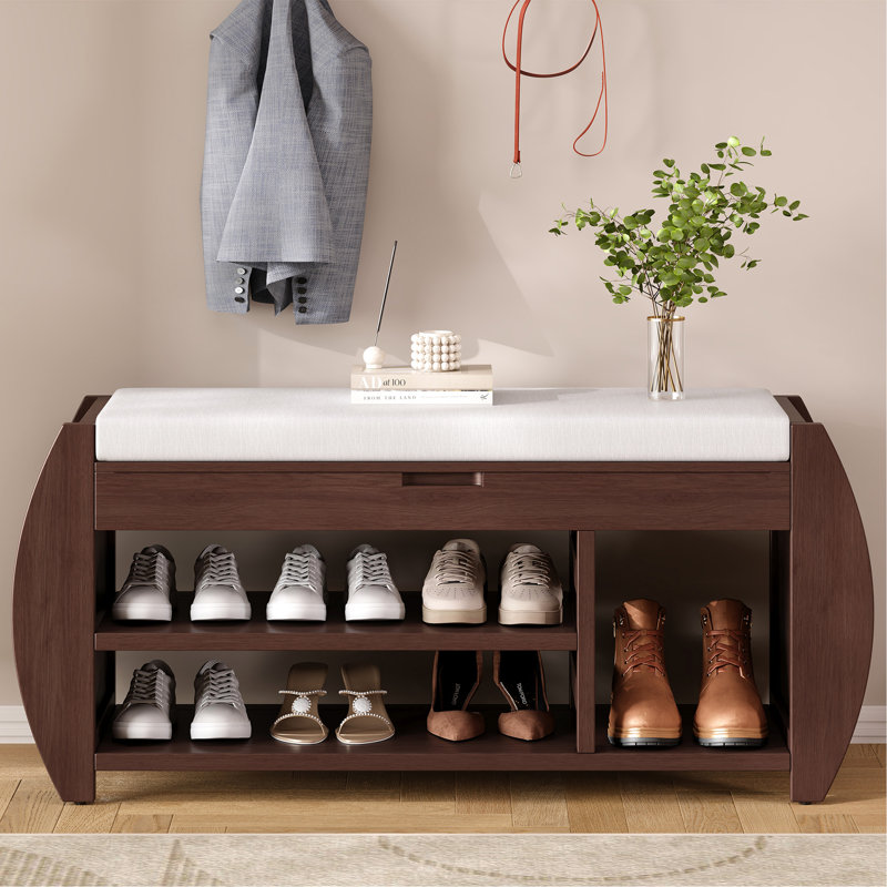 Upholstered Storage Bench, Espresso, 18.28" H x 42" W x 13" D