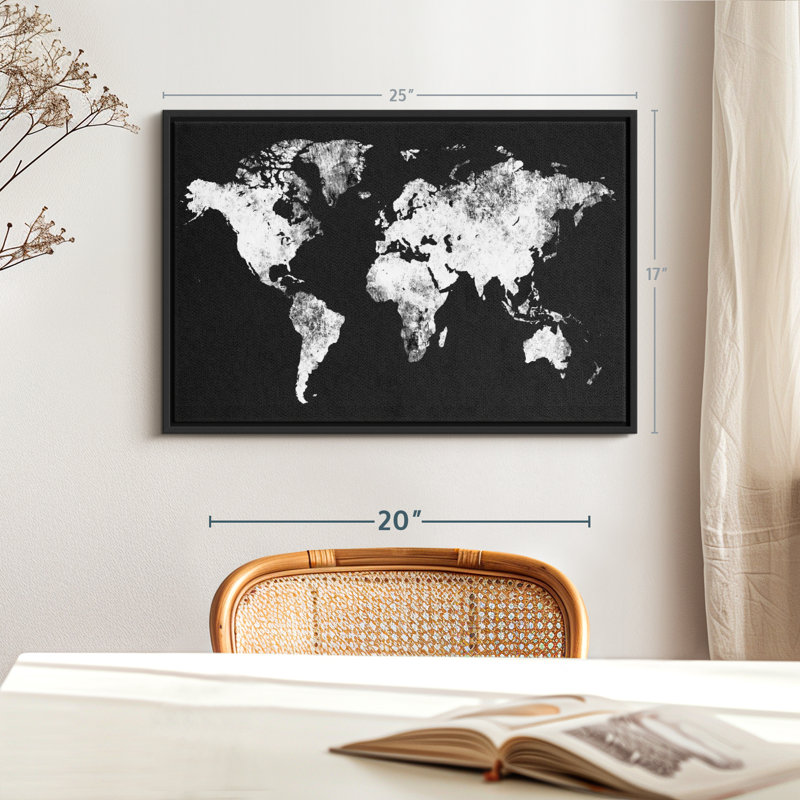 "Art mural carte noir et blanc", H 17 po x l 25 po
