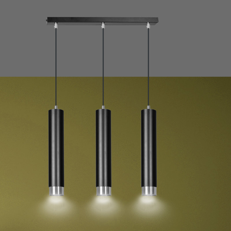Danbury 3 - Light Kitchen Island Pendant, Black, Chrome