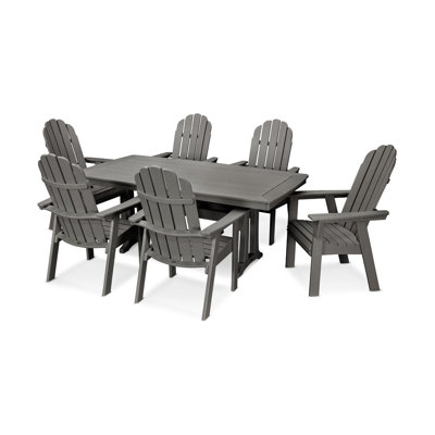 POLYWOOD Vineyard Curveback Adirondack 7-Piece Dining Set with Trestle Legs