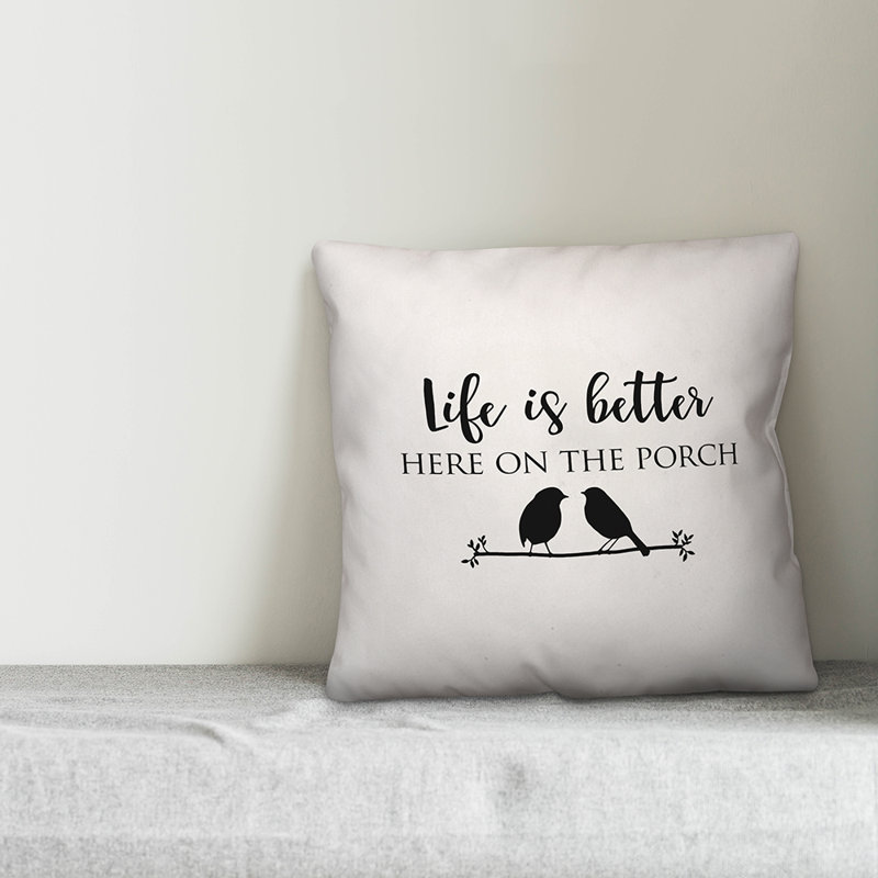 Outdoor Throw Pillow, Off White/Black, 18" x 18"