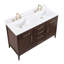 Meuble-lavabo double vasque de 140 cm (55 po) entièrement assemblé, avec comptoir et dosseret en granit blanc.