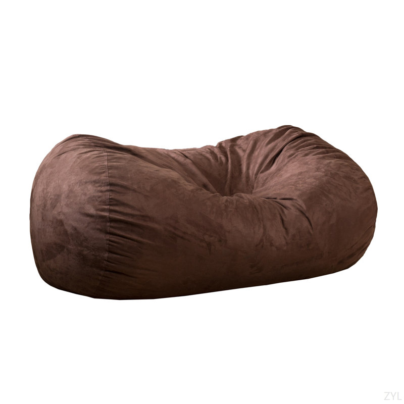 Nest 6.5 Foot Cylindrical Suede Bean Bag, Brown, Brown