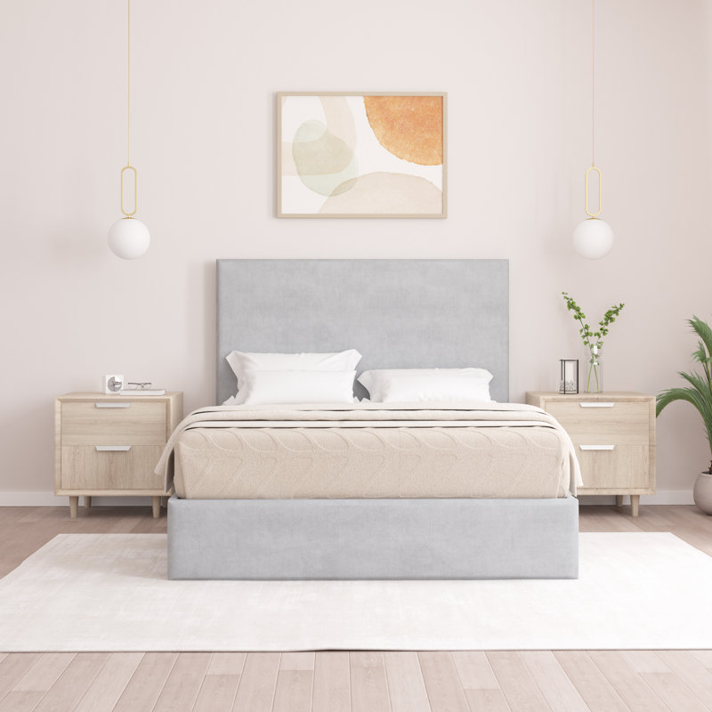 Bibian Upholstered Ottoman Storage Bed, Light Silver, Single (3')