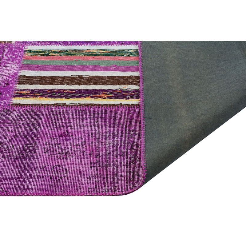 Tapis mauve à rayures moderne fabriqué à la main Modern