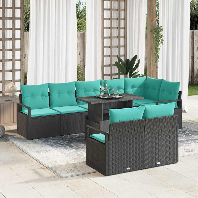 Ensemble de canapé de jardin 9 pièces 100 x 55 x 73 cm bleu marine, Coussin bleu / cadre noir