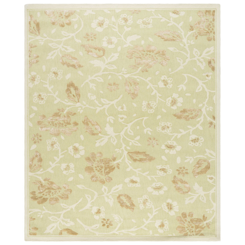 Asdur Hand Tufted Wool Floral Rug, Rectangle 8' x 10'