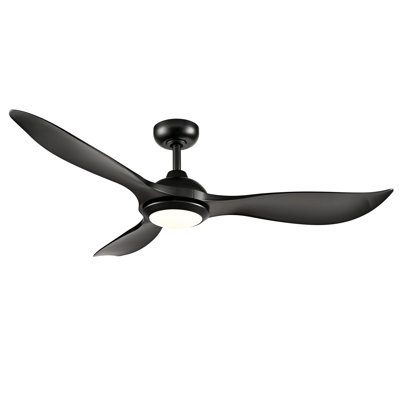 52" 3-Blade LED Indoor/Outdoor Ceiling Fan - Matte Black with Matte Black Finish Blades and Etched Lens