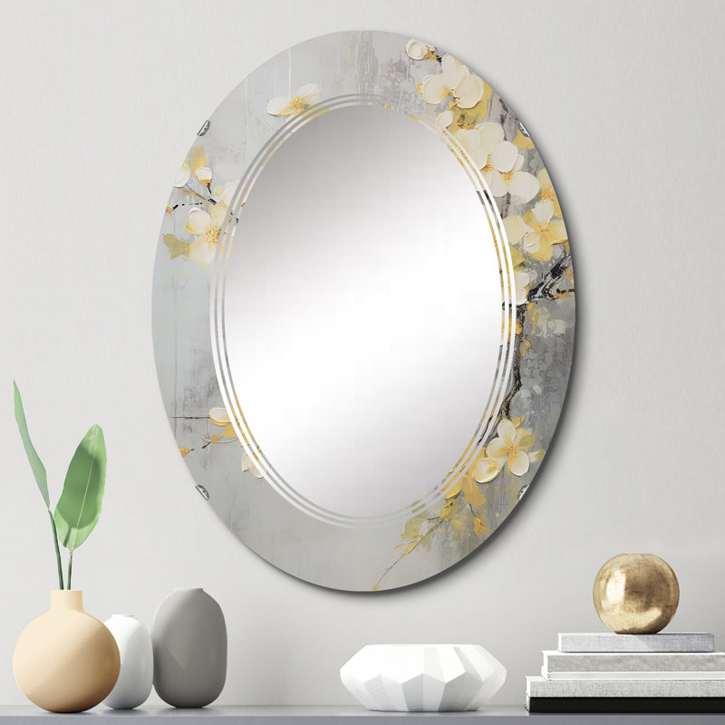 Ferncliffe - Miroir mural floral ovale, 30 po x 20 po