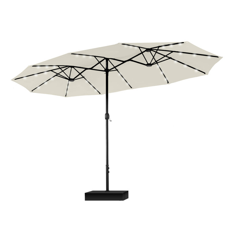 Yuliana 180'' x 108'' Rectangular Lighted Market Umbrella with Weighted Base