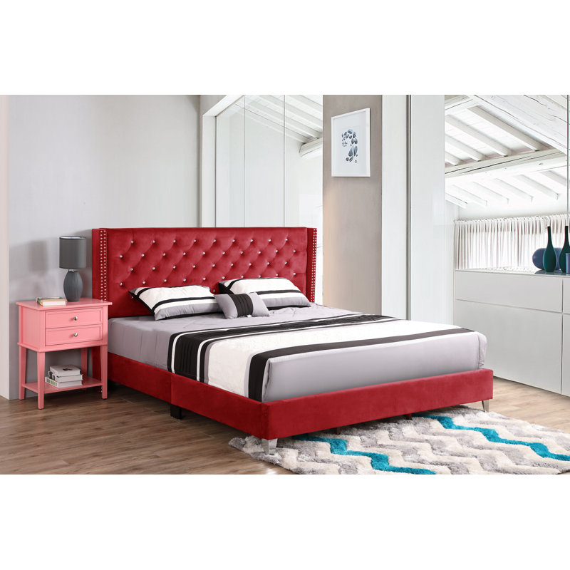 Ashe Upholstered Standard Bed, King, Cherry