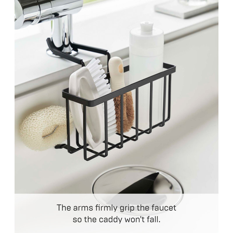Black Steel Faucet-Hanging Sponge Caddy