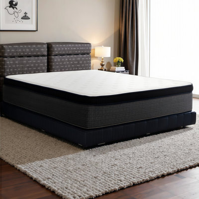 14 Inch Cooling Euro Top Hybrid Mattress with Ice Yarn Cover, Gel Memory Foam & Pocket Coils for Pressure Relief and Motion Isolation