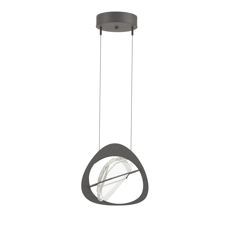 Luminaire suspendu géométrique à DEL 1 lumière Venn, Fer naturel