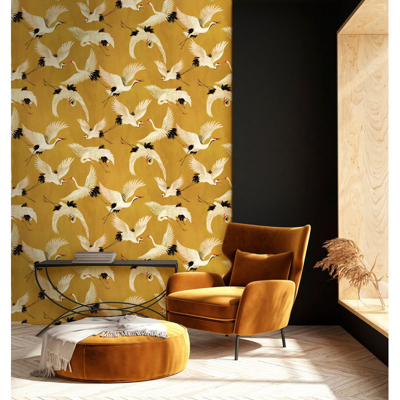 Galerie Designer Walls Cranes Wallpaper, Yellow