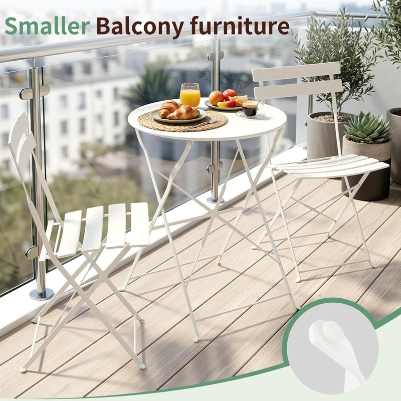 2 - Person Steel Dining Set, White