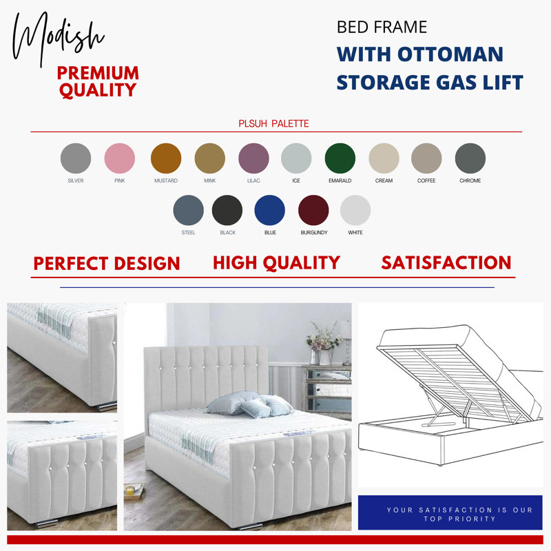 Upholstered Ottoman Storage Bed, Single (3'), White