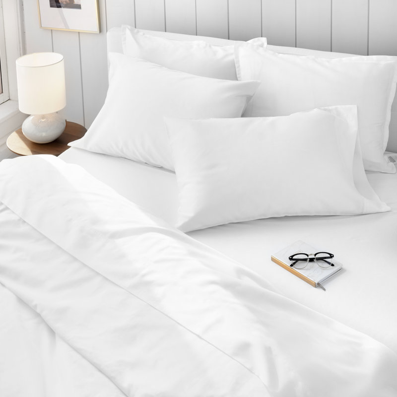 Ensemble de draps en coton de qualité égyptienne 250 fils, Blanc, Très grand