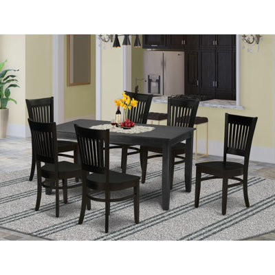 Ensemble de salle à manger 7 pièces composé d'une table rectangulaire et de 6 chaises de cuisine, noir
