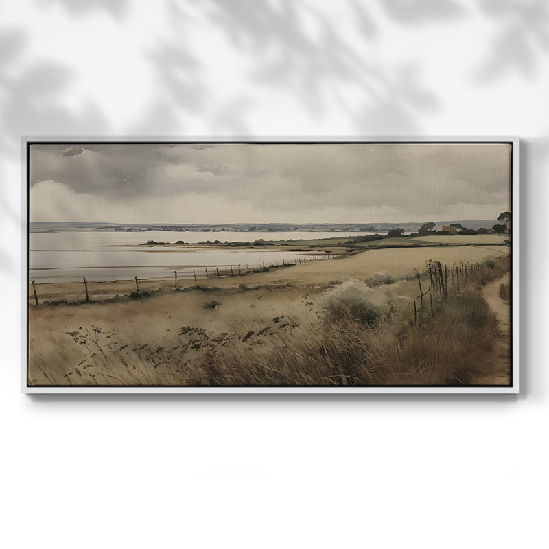 Série paysage - DCCXLII - Toile tendue avec châssis, prête à accrocher, H 21 po x l 41 po, Blanc