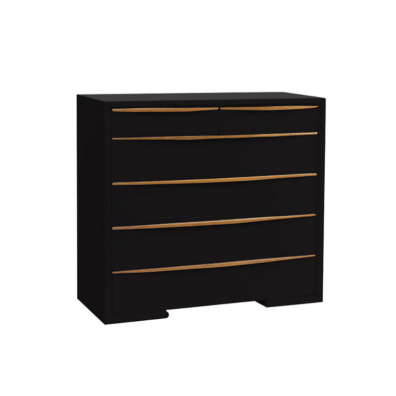 Milano 6-Drawers Cabinet In Antique White, Tricorn Black