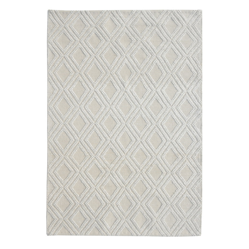 Tapis géométrique tissé à la main Whelington, Rectangle 6 pi x 9 pi, Ivoire / Naturel