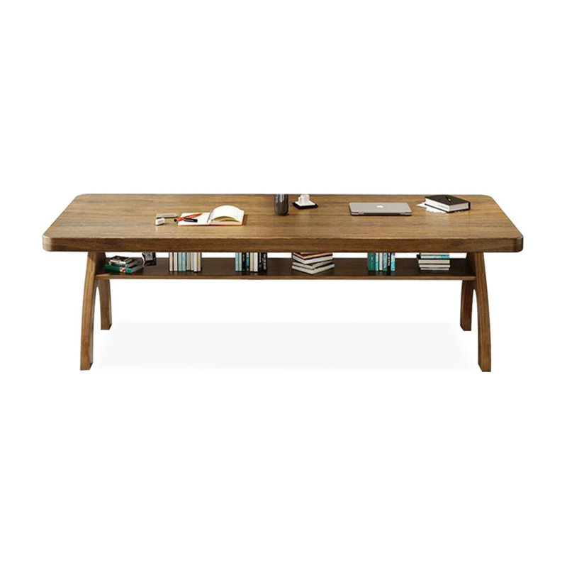 Bureau rectangulaire en bois massif brun clair, H 29,53 po x l 86,61 po x P 35,43 po