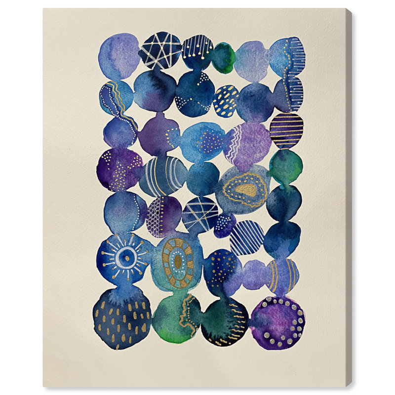 Golden Violet Sapphire Splashes Abstract Canvas Art, 16" x 20"