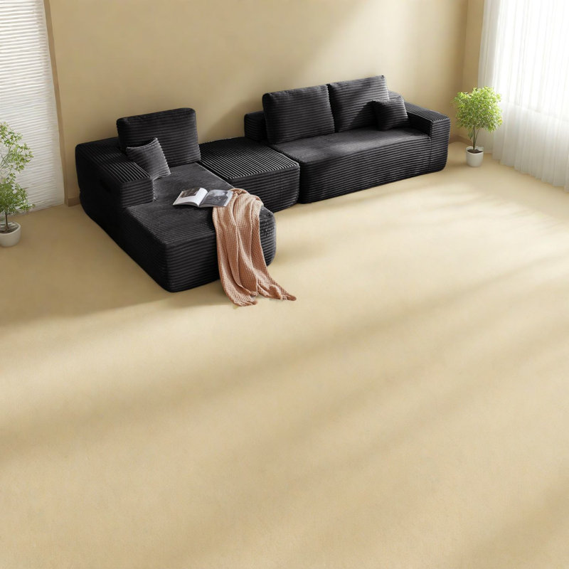 Canapé modulaire gris confortable, tissu moelleux, design moderne pour les espaces de vie