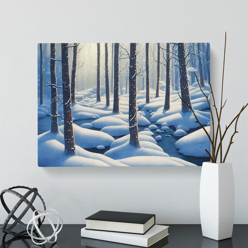 Snowy Winter Forest Vol.6 - Wrapped Canvas Painting, 35cm H x 50cm W x 3cm D