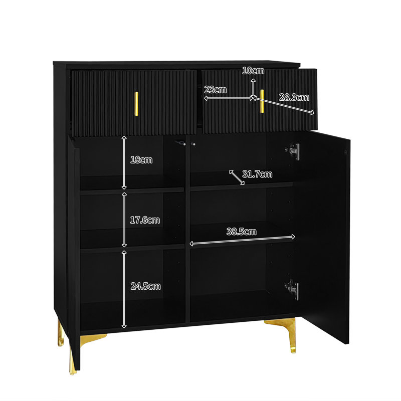 12 Pair Shoe Storage Cabinet, Black