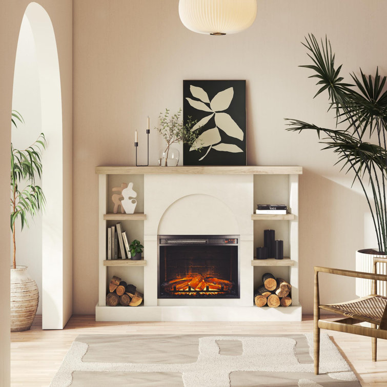Winston Electric Fireplace Mantel with Built-in Bookshelves