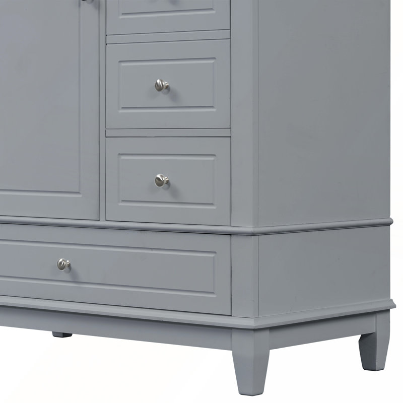 Meuble-lavabo sur pied 36 po avec lavabo en céramique, Gris, 36"