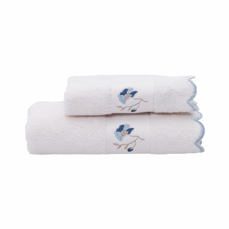 Jeanbaptiste Midweight Hand Towel, White/Blue