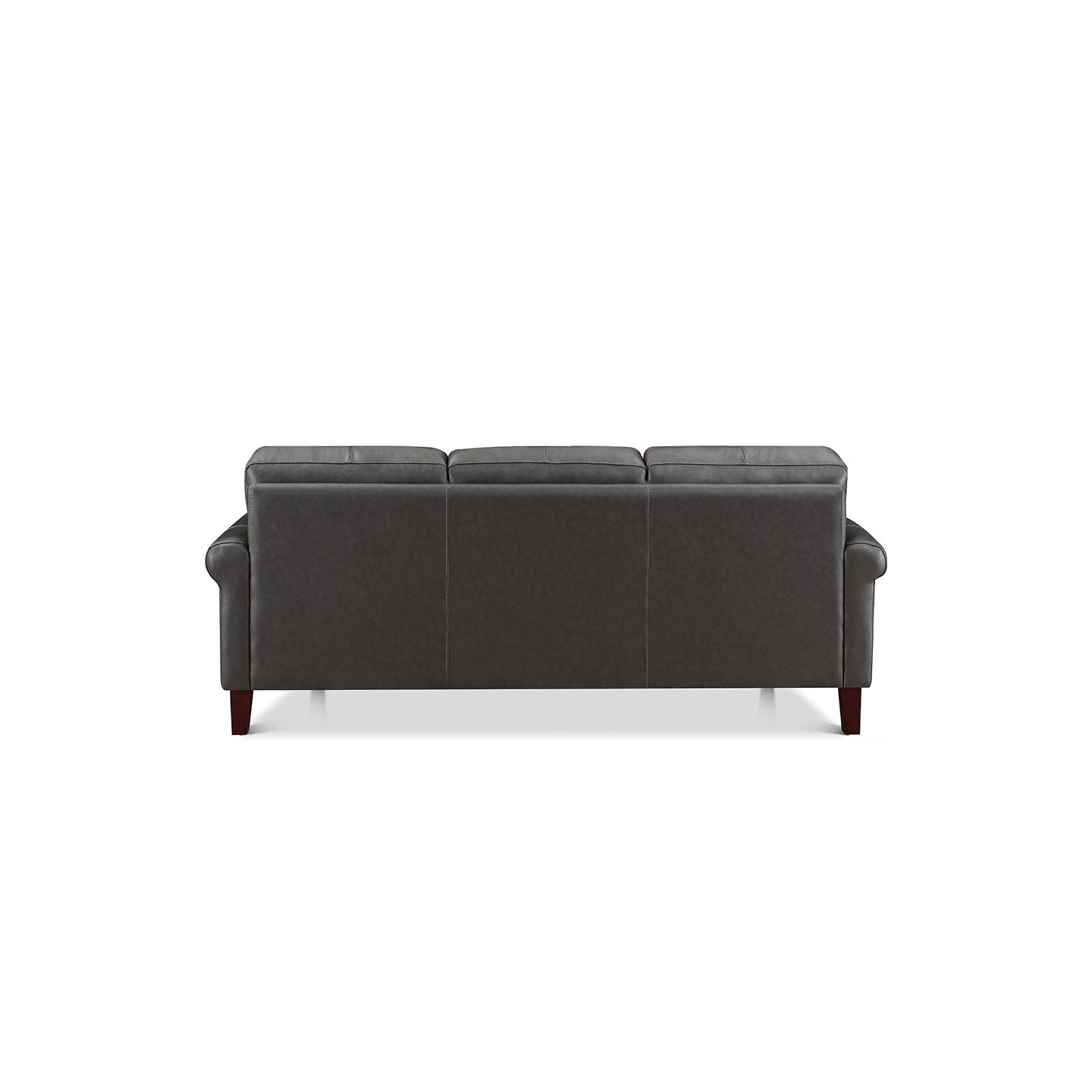 Maybell Top Grain Leather Sofa Couch, Maybell Dhruvika Concord Gray Genuine Leather