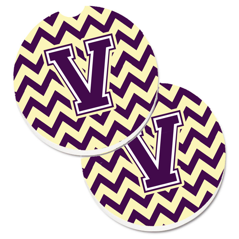 Sous-verre pour voiture, V, Mauve / doré