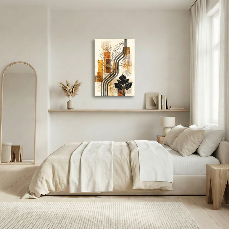 Abstrait art botanique sur toile, ensemble de 1, 36"H x 24"W, Toile tendue