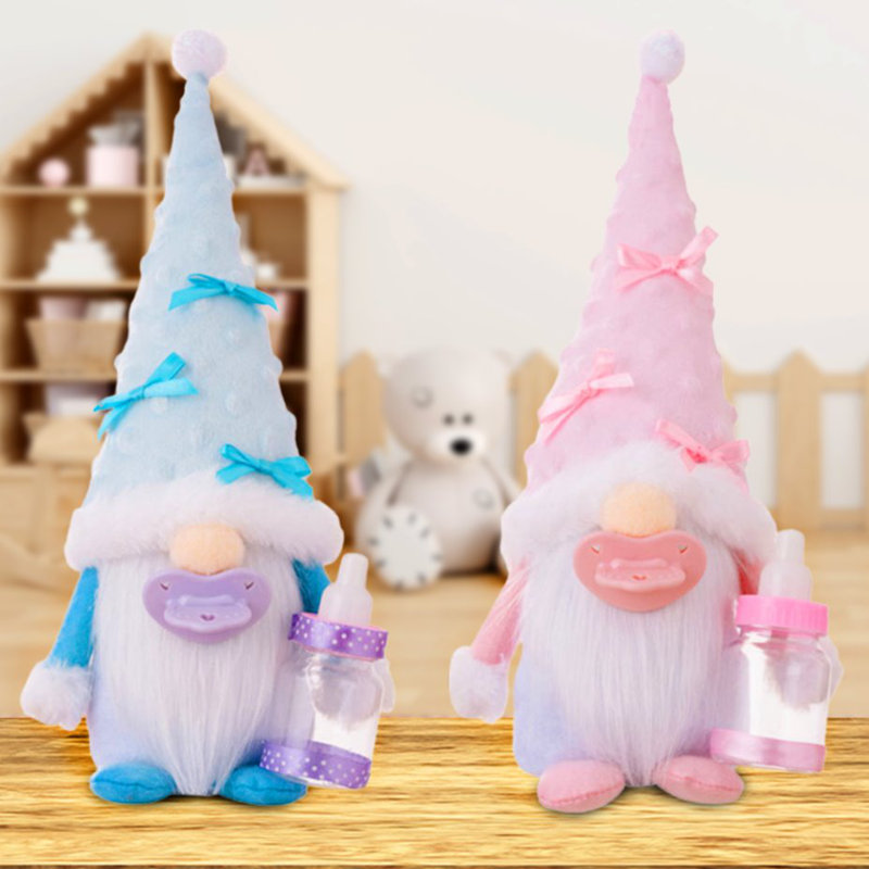 Mignon ensemble de 2 gnomes pour tout-petits, garçon et fille bleu clair et rose