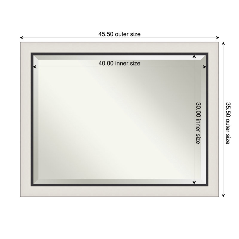 Ellie Beveled Framed Wall Mirror, 35.5" x 45.5", Silver Black