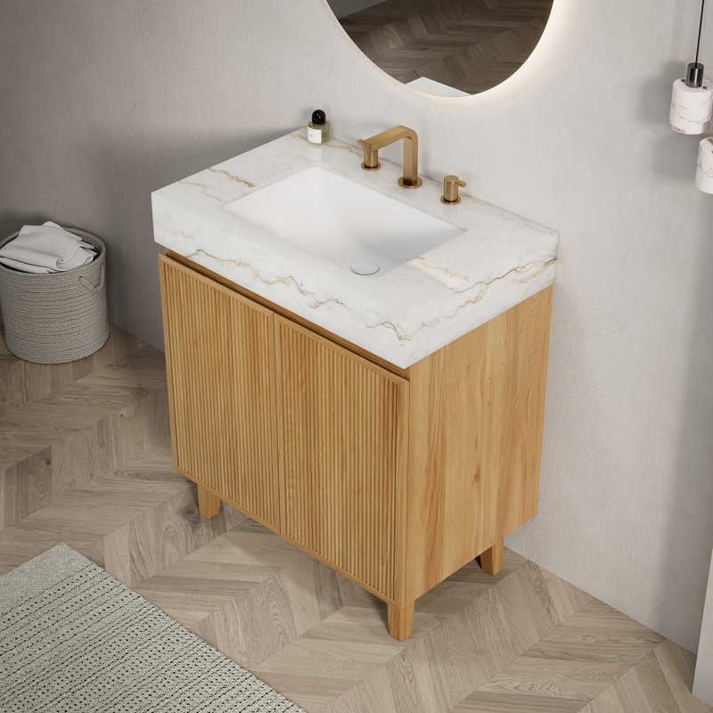 Meuble-lavabo autoportant avec lavabo LULA, Tan