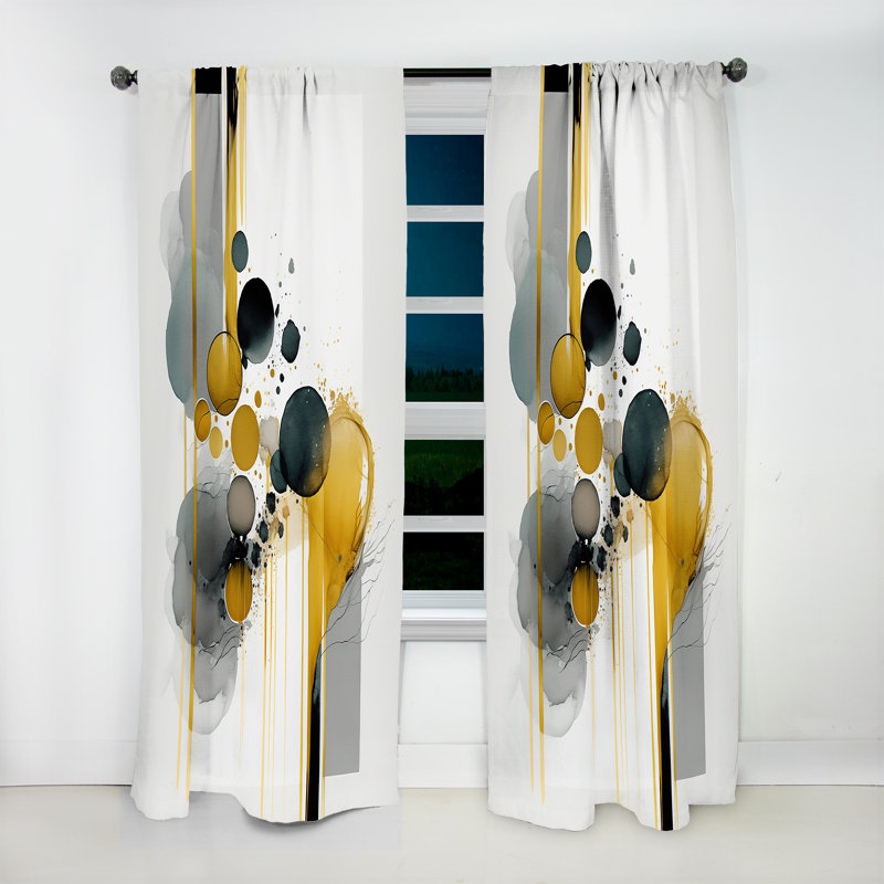 Barfuss - Abstract Transitional Shapes Black III - Modern Velvet Curtain - Room Darkening - 1 panel, 52" W x 84" L