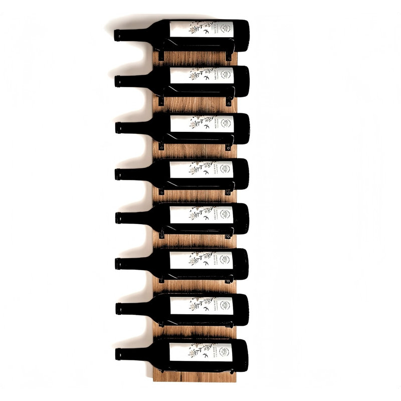 Support à vin mural, support à vin mural en bois avec rangement pour 8 bouteilles et supports, support à vin avec finition rustique