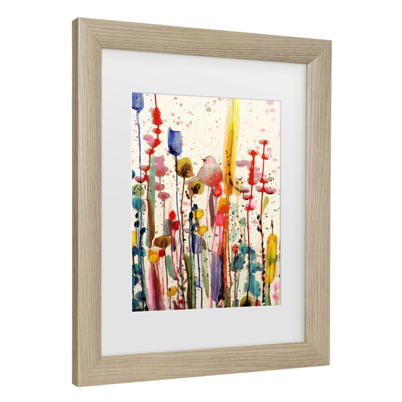 Sylvie Demers Abstract Bird Print on Canvas with White Mat