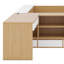 Lit plateforme en bois avec tiroirs, tablettes, bureau et garde-robe-842635086