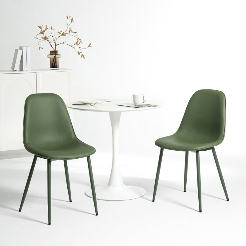 Chaise rembourrée en similicuir Kavi , Similicuir vert haricot / vert haricot