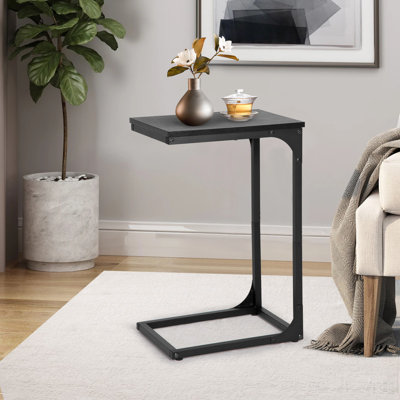 Table de bout en forme de C avec pieds réglables, petite table d'appoint pour canapé, table de canapé avec structure en métal pour le salon, la chambre à coucher, le chevet